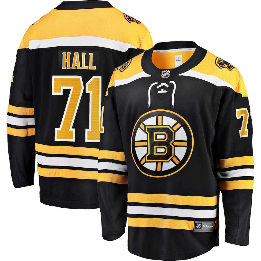 Men Boston Bruins 71 Taylor Hall Fanatics Branded Black Home Premier Breakaway Player NHL Jersey